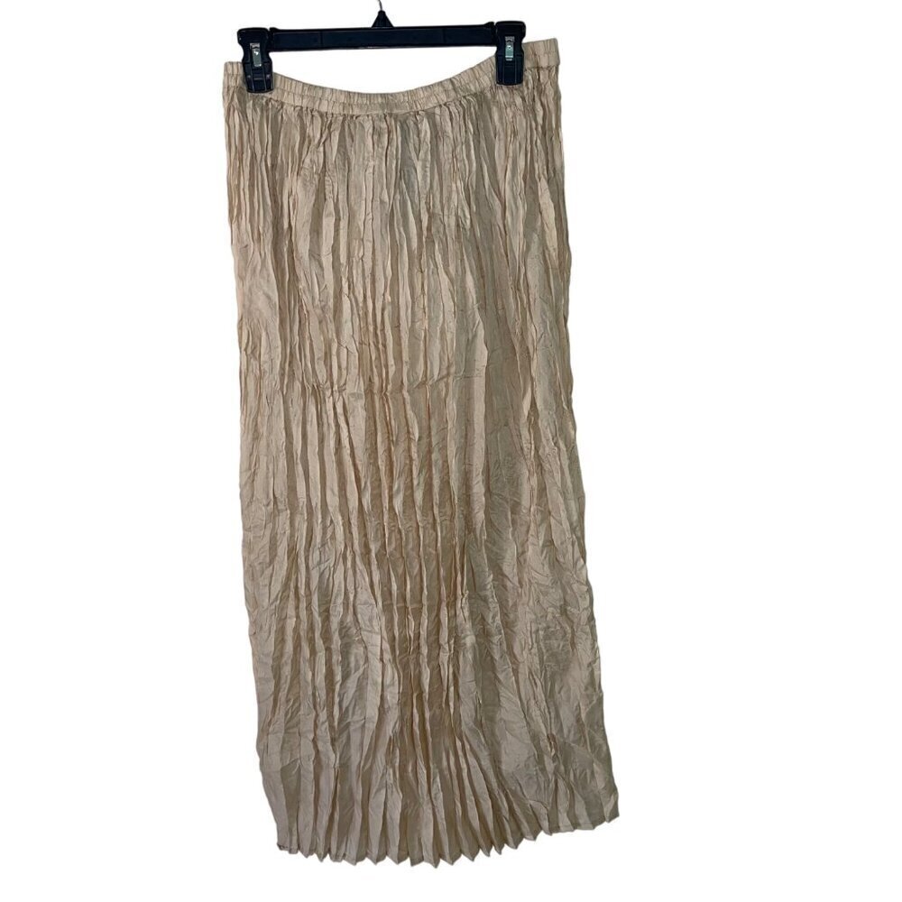 Compagnie International Express Womens Skirt Size Large Cream Pleated Maxi New